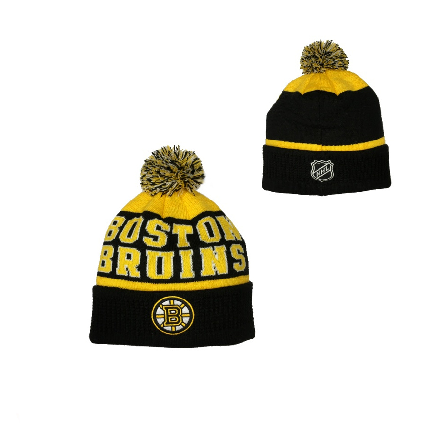 NHL PUCK PATTERN CUFFED CALL BOSTON BRUINS DETSKÁ ZIMNÁ ČIAPKA